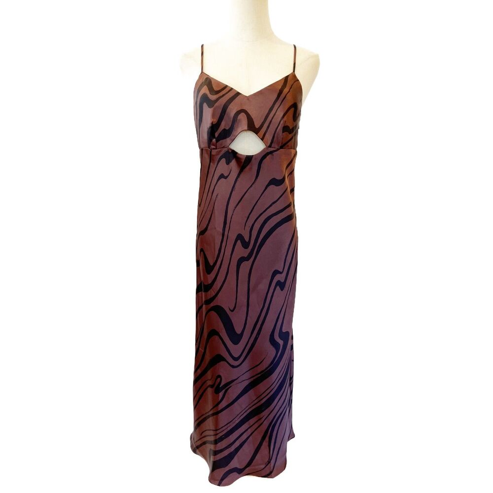 House of Harlow 1960 Brown & Black Swirl Midi Dress